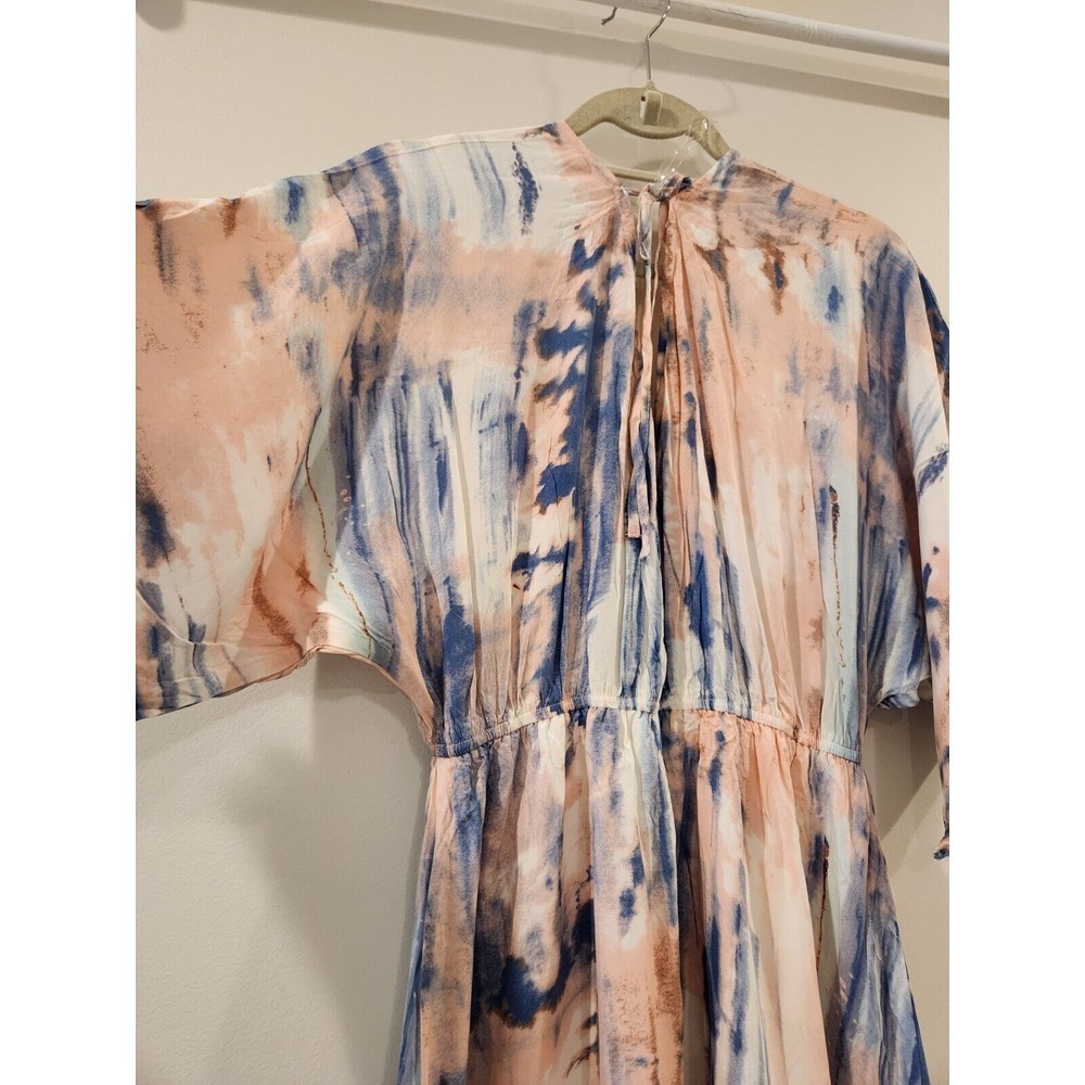 Staccato Women's Mini Dress Boho Artsy Flowy Short Sleeve Pink Blue Size Medium - Picture 6 of 11